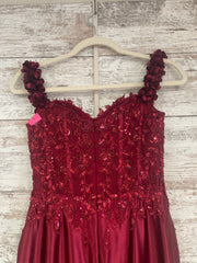 BURGUNDY/FLORAL LONG DRESS