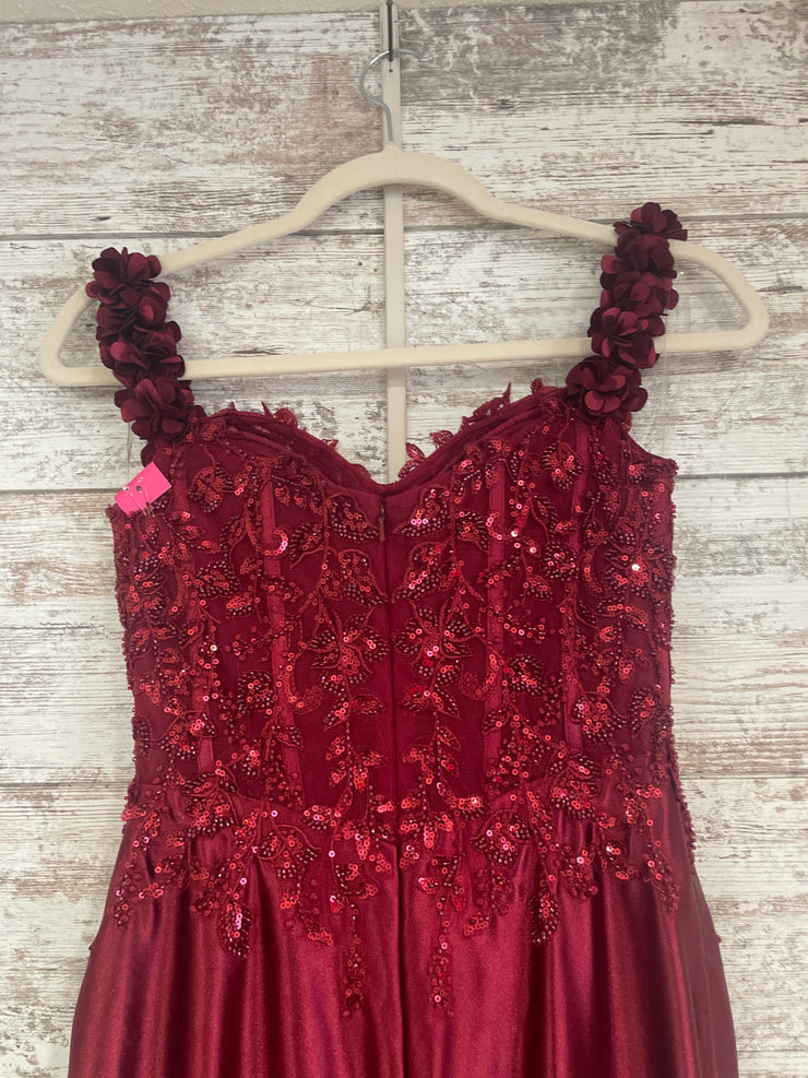 BURGUNDY/FLORAL LONG DRESS