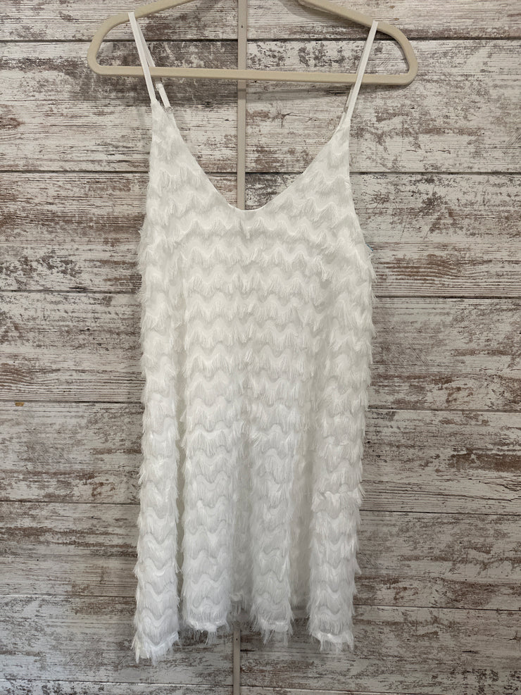 WHITE FUZZY SHORT DRESS