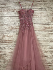 LAVENDER SPARKLY A LINE GOWN