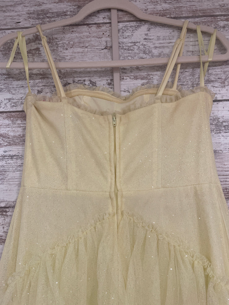 YELLOW SPARKLY TIERED A LINE