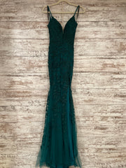 GREEN/FLORAL MERMAID GOWN-NEW