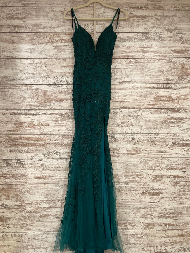 GREEN/FLORAL MERMAID GOWN-NEW