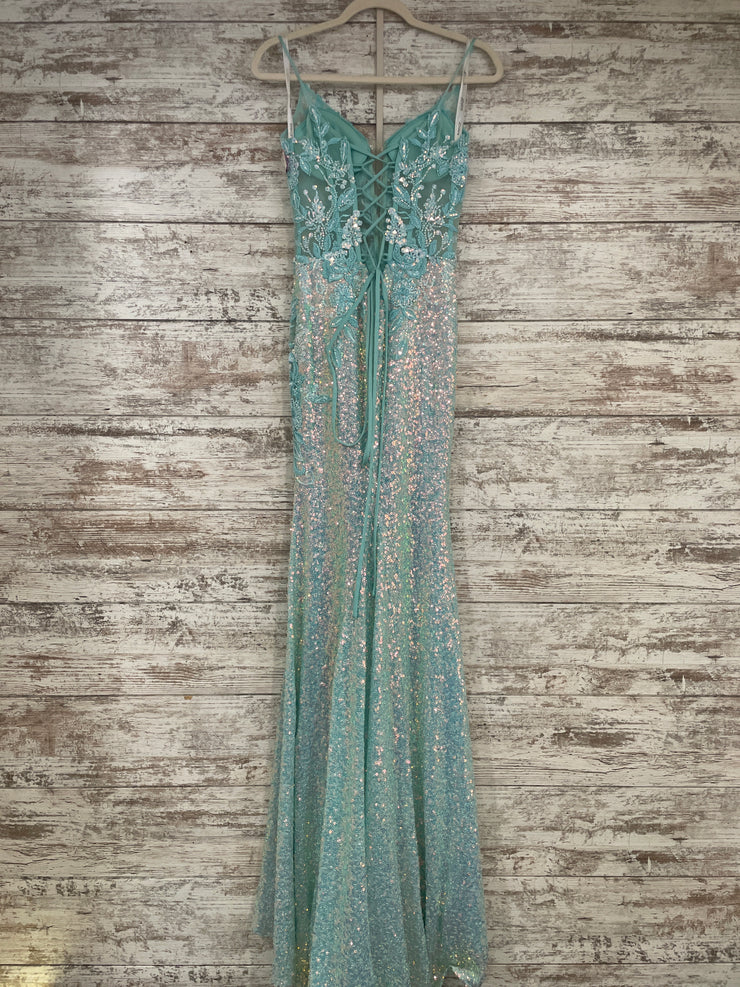 AQUA SPARKLY LONG DRESS (NEW)
