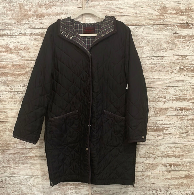 BLACK QUILTED LONG COAT $360