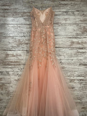 PEACH/FLORAL MERMAID GOWN