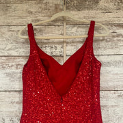 RED FULL SEQUIN LONG DRESS