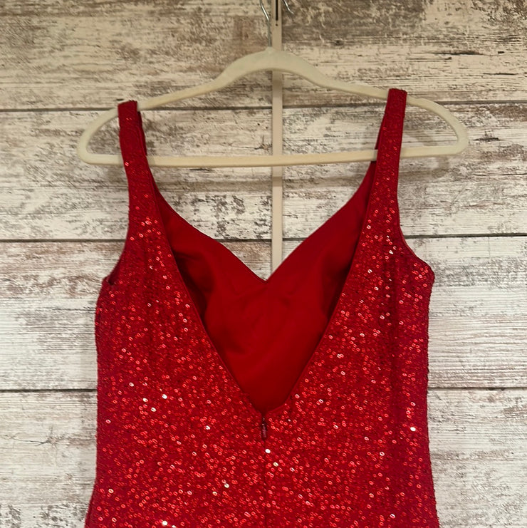 RED FULL SEQUIN LONG DRESS