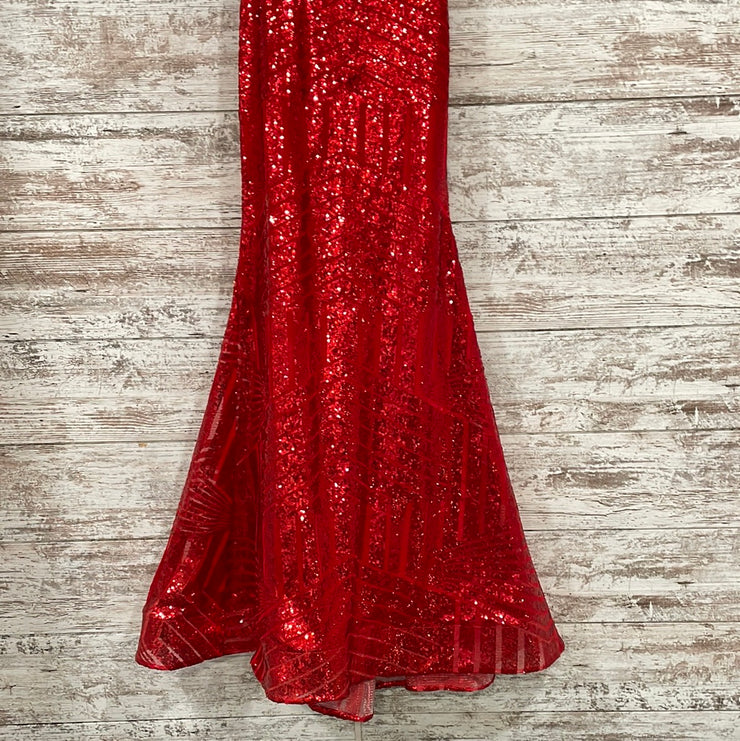 RED SPARKLY MERMAID GOWN