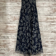 NAVY/GREEN FLORAL A LINE GOWN