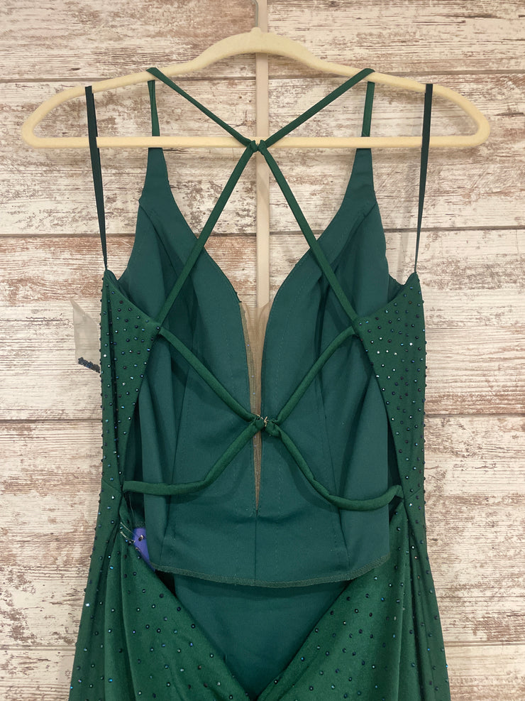 GREEN HOT STONE LONG DRESS-NEW