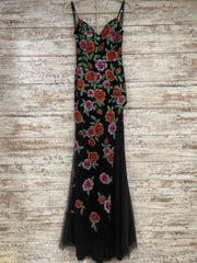 BLACK/FLORAL SPARKLY DRESS-NEW