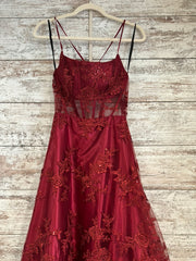 BURGUNDY A LINE GOWN