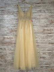 YELLOW/FLORAL A LINE GOWN