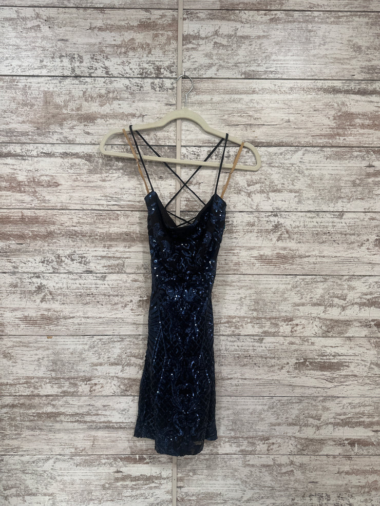 BLACK/NAVY SPARKLY SHORT DRESS