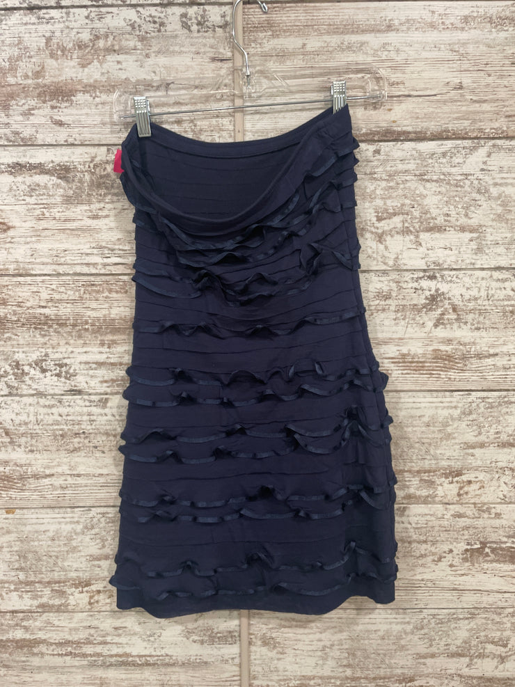 NAVY RUFFLED SHORT DRESS