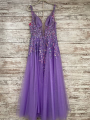 PURPLE SPARKLY A LINE GOWN