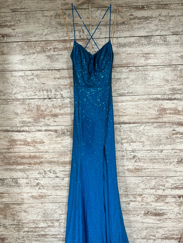 TURQUOISE BEADED LONG DRESS