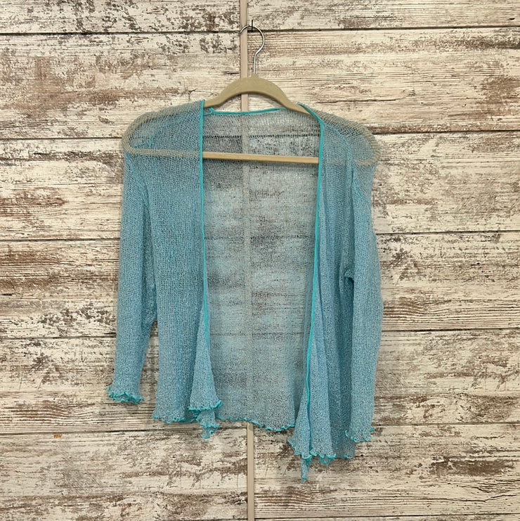 LIGHT BLUE STRETCH OPEN SHRUG