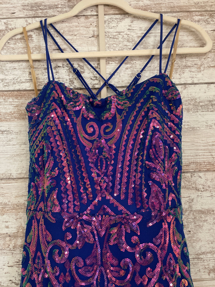 ROYAL BLUE SPARKLY LONG DRESS