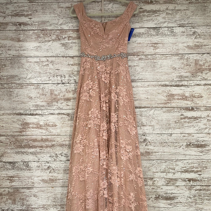 PINK LACE A LINE GOWN