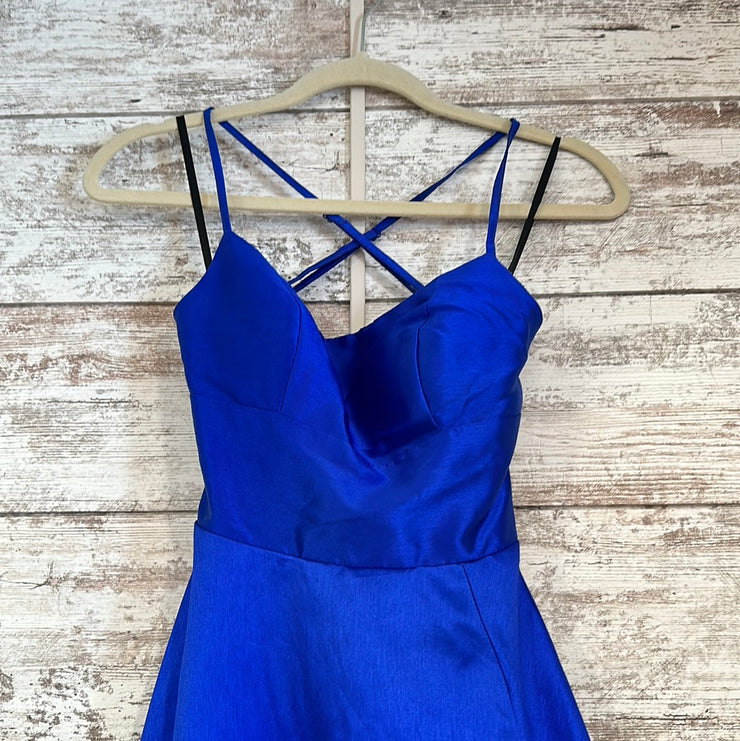 ROYAL BLUE A LINE GOWN