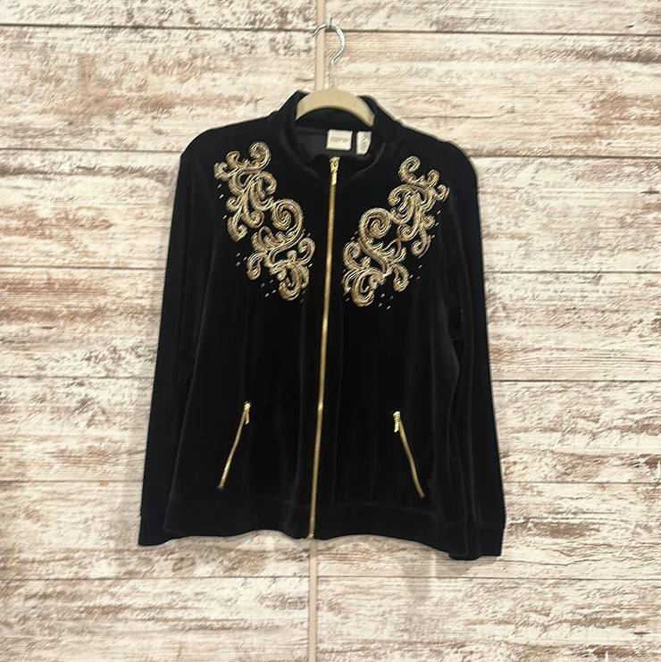 BLACK/GOLD VELVET JACKET $139