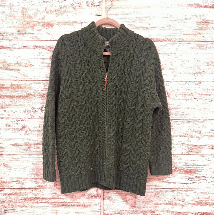 GREEN 100% WOOL CARDIGAN $298