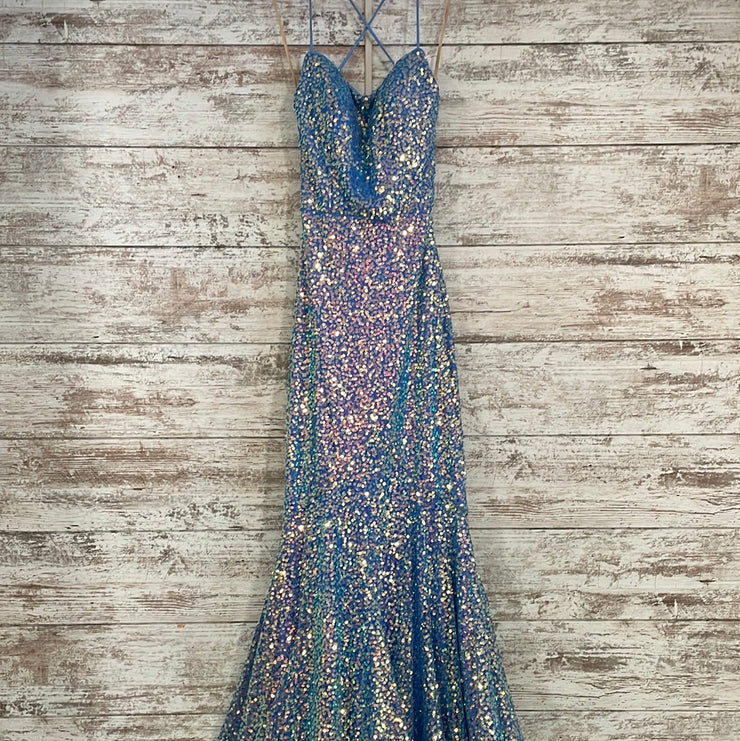 BLUE SEQUIN MERMAID GOWN