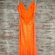 ORANGE/FLORAL LONG EVENING GOW