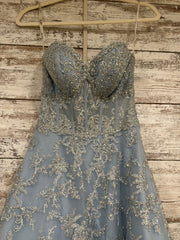 BLUE/SILVER A LINE GOWN