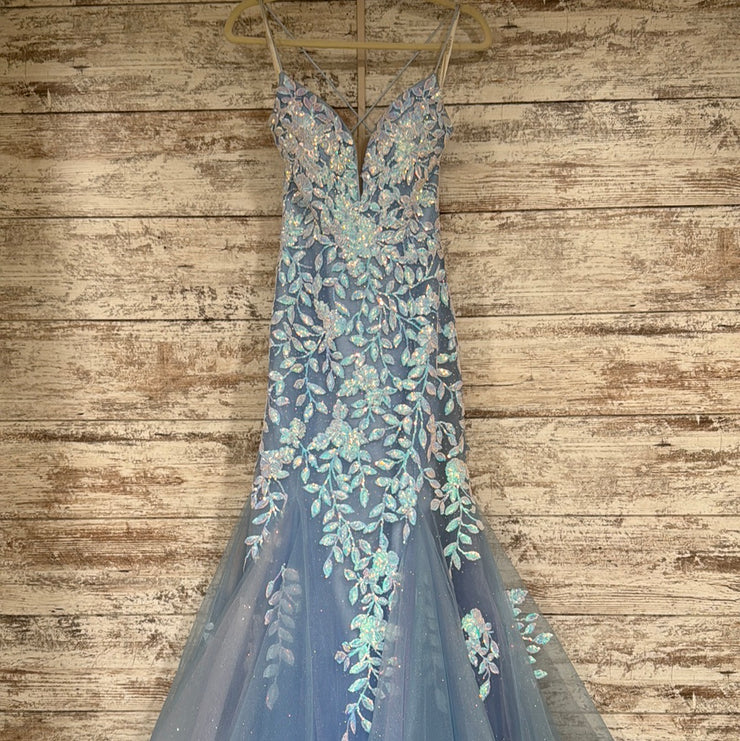 BLUE/PINK FLORAL MERMAID GOWN