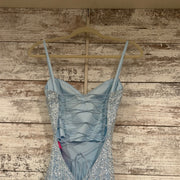 BLUE SEQUIN LONG EVENING GOWN