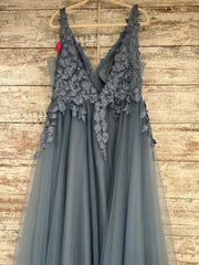 BLUE/FLORAL A LINE GOWN