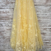 YELLOW/FLORAL A LINE GOWN