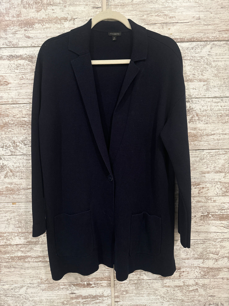 NAVY 1 BUTTON CARDIGAN $138