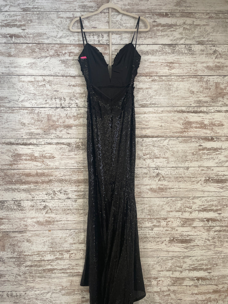 BLACK/FLORAL SPARKLY LONG DRES