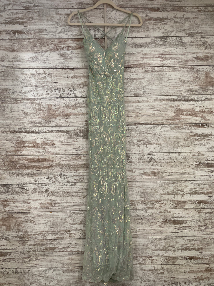 GREEN SPARKLY LONG EVENING GOW
