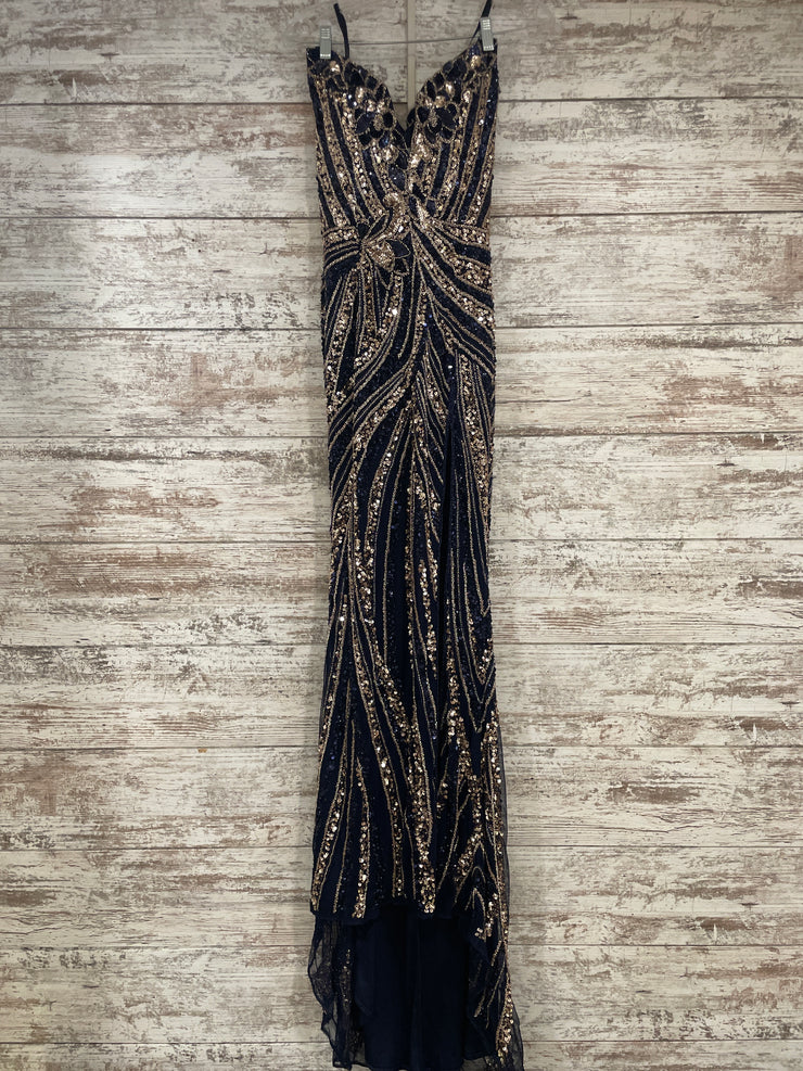 NAVY/GOLD SPARKLY LONG DRESS