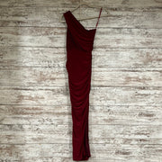 BURGUNDY FITTED LONG DRESS