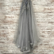 GRAY/FLORAL A LINE GOWN