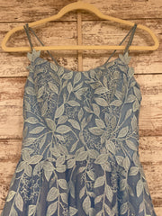 BLUE/FLORAL A LINE GOWN