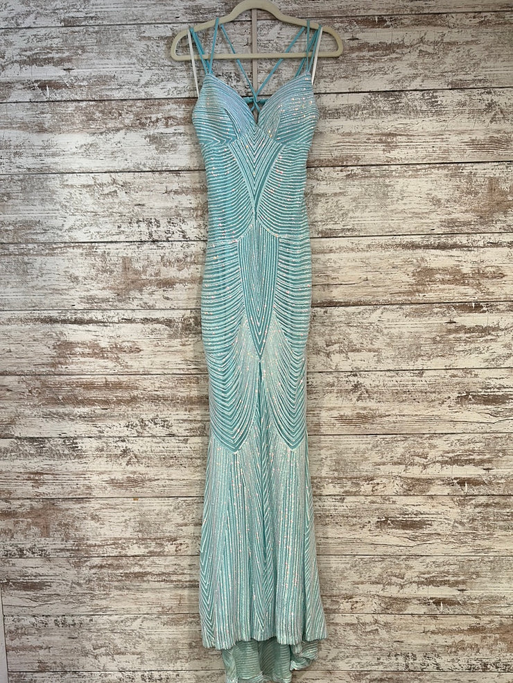 BLUE SPARKLY LONG EVENING GOWN