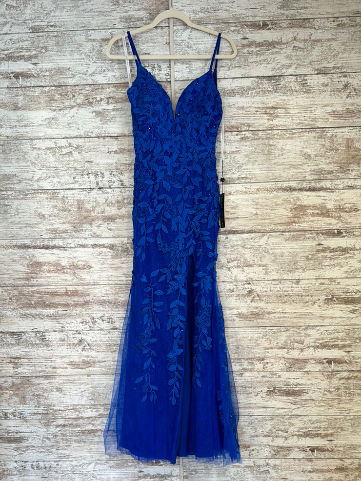 ROYAL BLUE/FLORAL MERMAID GOWN