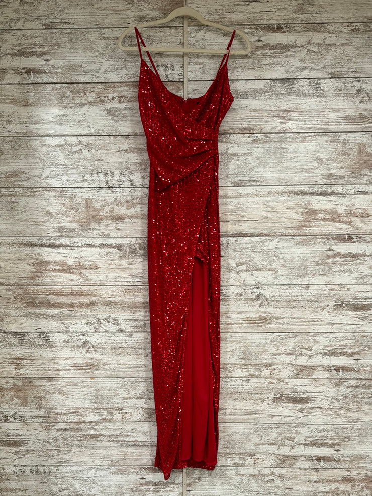 RED SPARKLY LONG DRESS