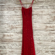RED SEQUIN LONG EVENING GOWN