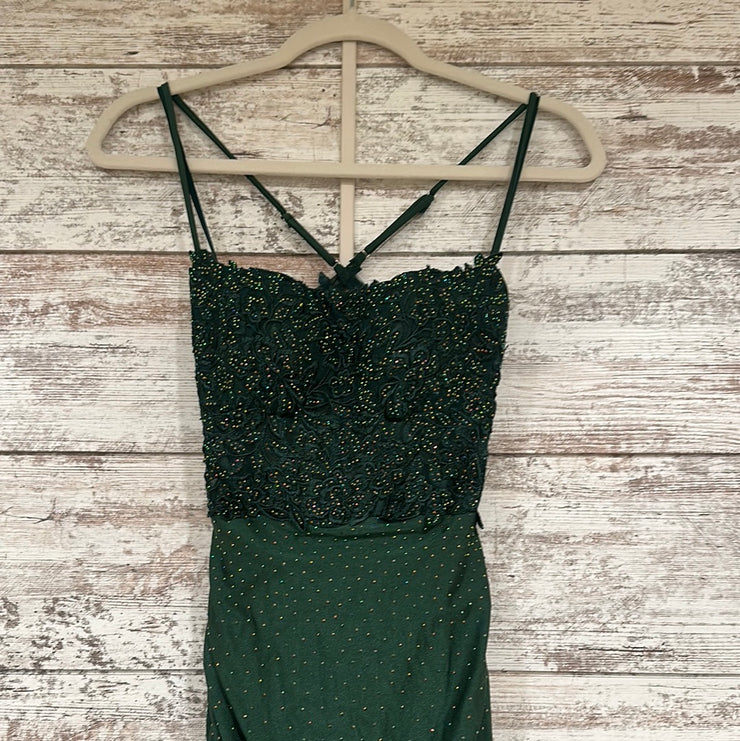 GREEN LONG EVENING GOWN