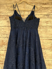NAVY/FLORAL A LINE GOWN