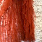 RUST RUFFLED LONG DRESS $359