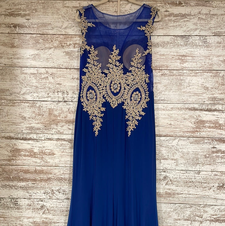 ROYAL BLUE/GOLD LONG DRESS